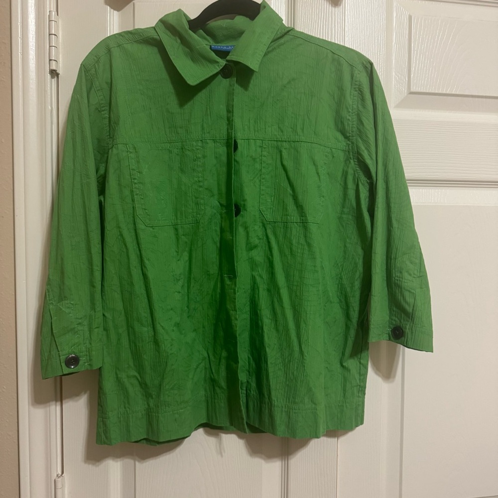 Karen Scott Vibrant Green Casual Button-Down Shirt
